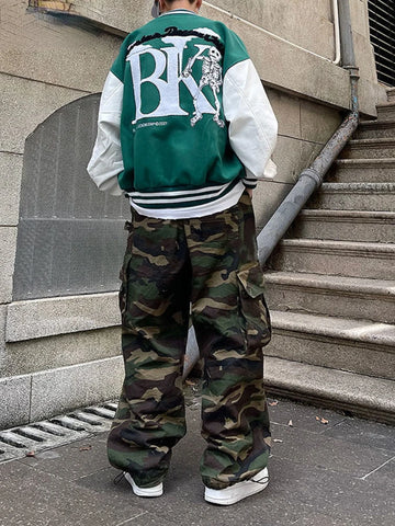 New Designer Famous Brand Trendy Camouflage Casual Spring Autumn High Waist Loose Sports Overalls Cargo Pants Men aidase-shop